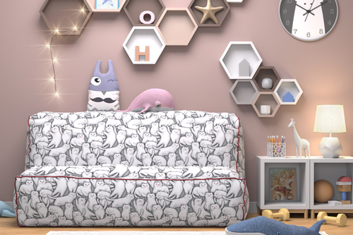 Kotofey 01 детская мебельная ткань велюр с принтом, ширина 1,4 м.