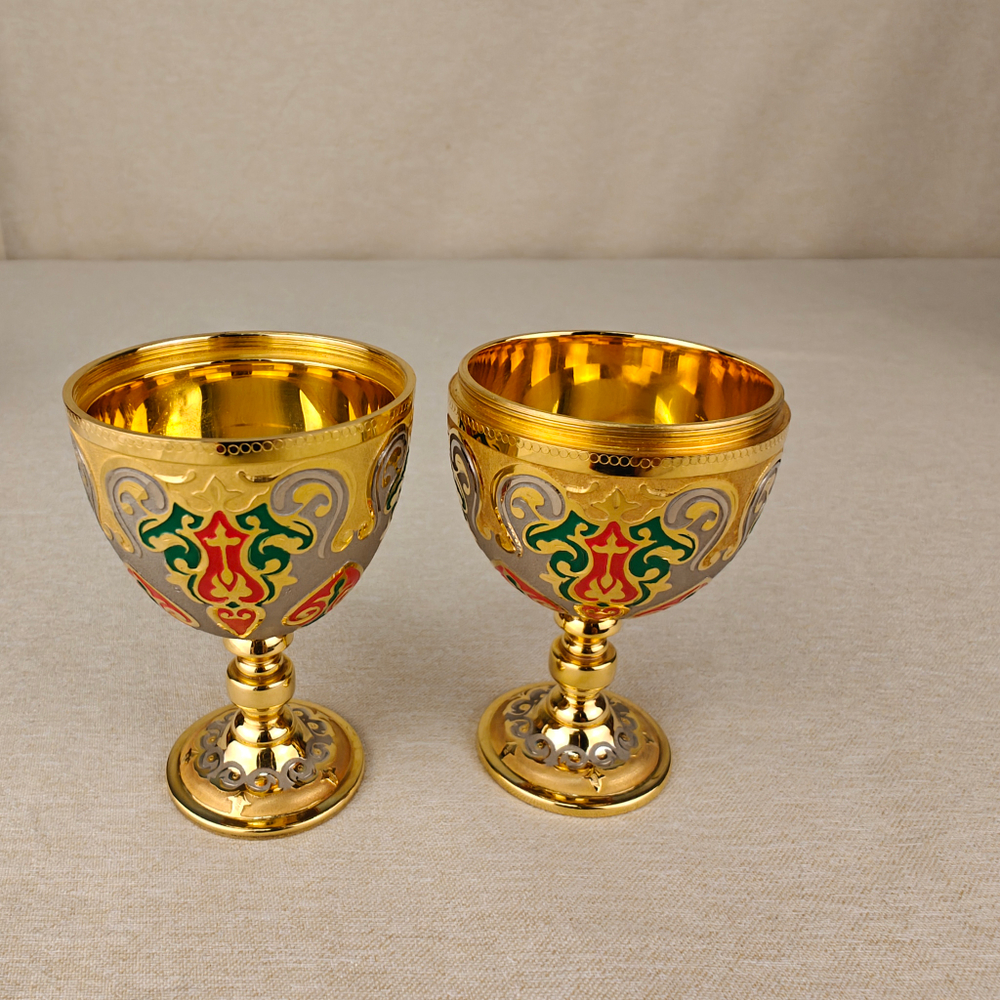 Сувенир Яйцо-рюмки "Узорное" с эмалью (златоустоуская гравюра)