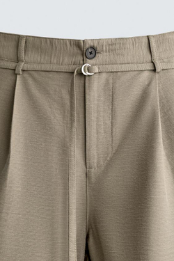 ZARA ШОРТЫ RELAXED FIT СО СКЛАДКАМИ И РЕМНЕМ, РЫЖЕВАТО-КОРИЧНЕВЫЙ