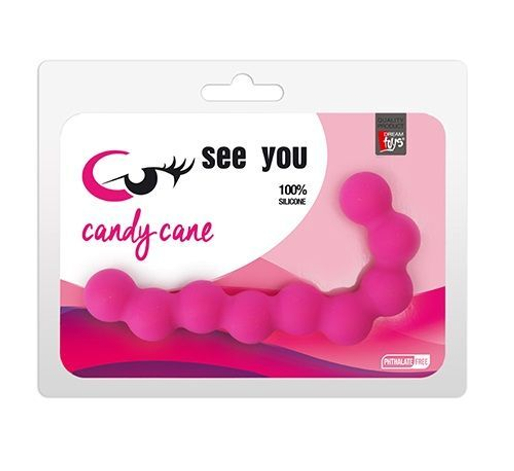 Розовая анальная цепочка SEE YOU CANDY CANE ANAL BEADS - 13,1 см