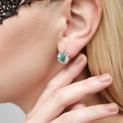 "Камелия" серьги в серебряном покрытии из коллекции "Самоцветы" от Jenavi с английским замком