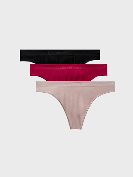 Женские трусы-стринги Bonded Flex 3-Pack Mid Rise Thong Black / Mink / Beet Red