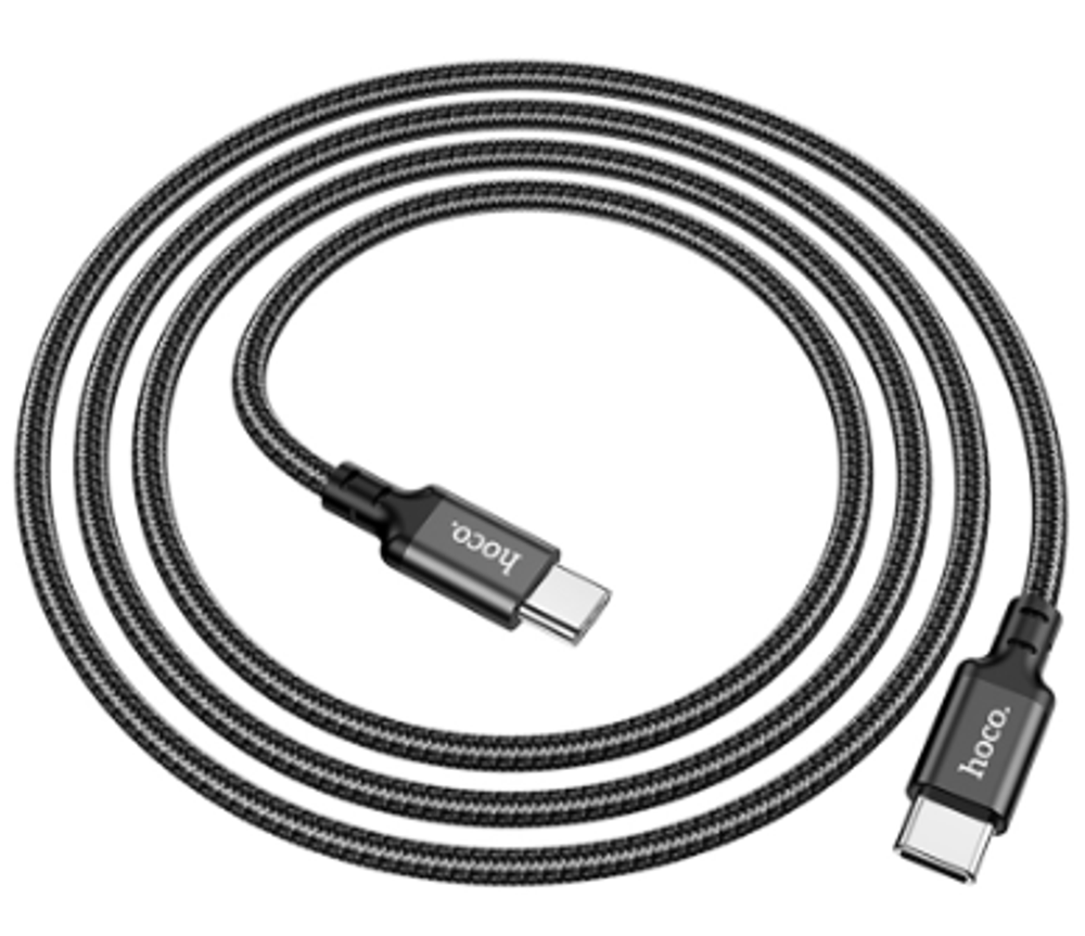 Кабель Hoco X14 60W (Type-C) на (Type-C) 100см нейлоновая оплетка (черный)