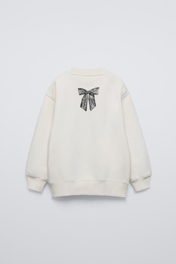 ZARA ТОЛСТОВКА С БАНТОМ, ЭКРЮ