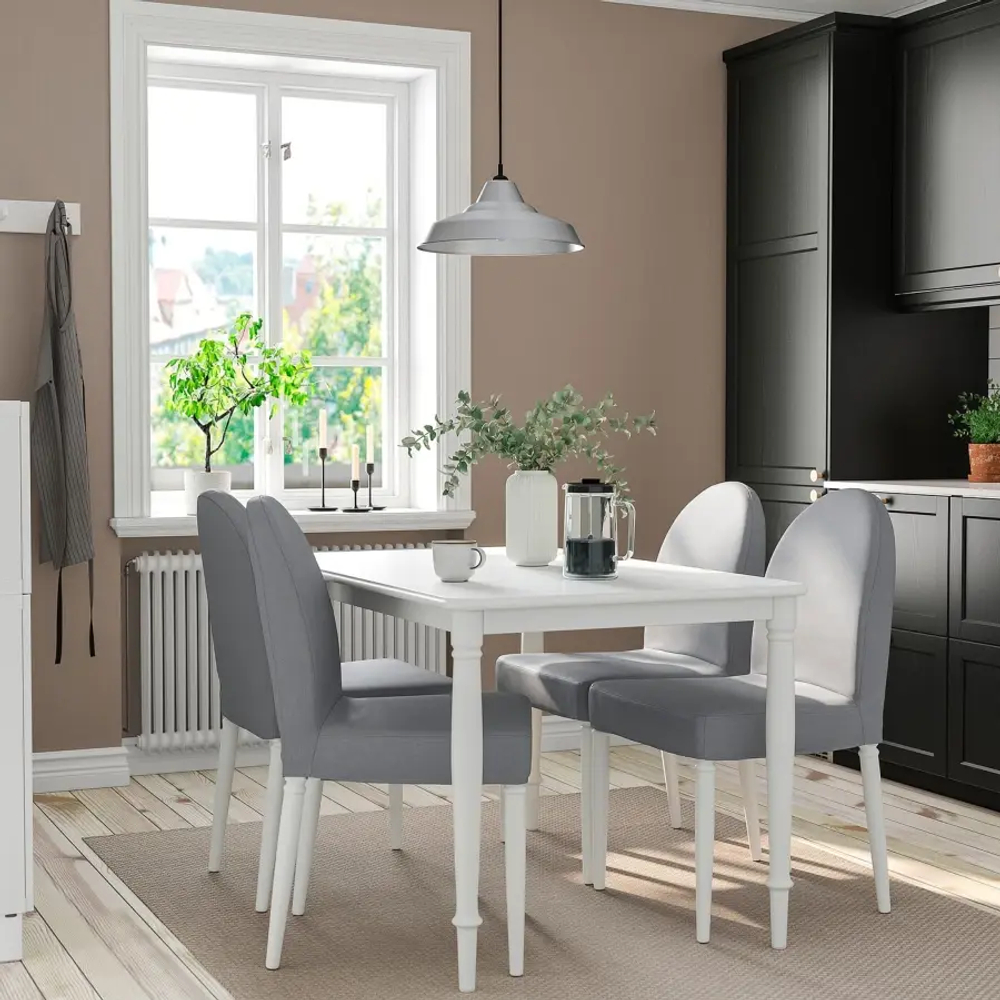 Стол и 4 стула - DANDERYD / DANDERYD IKEA/ ДАНДЕРИД ИКЕА, 130х80х75 см, белый/серый