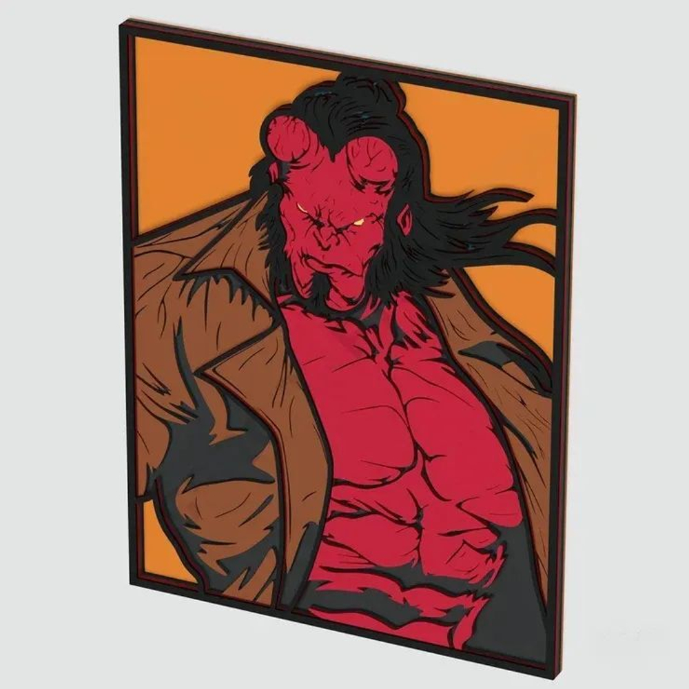 3D Картина по номерам из дерева Хеллбой, 23x30 см