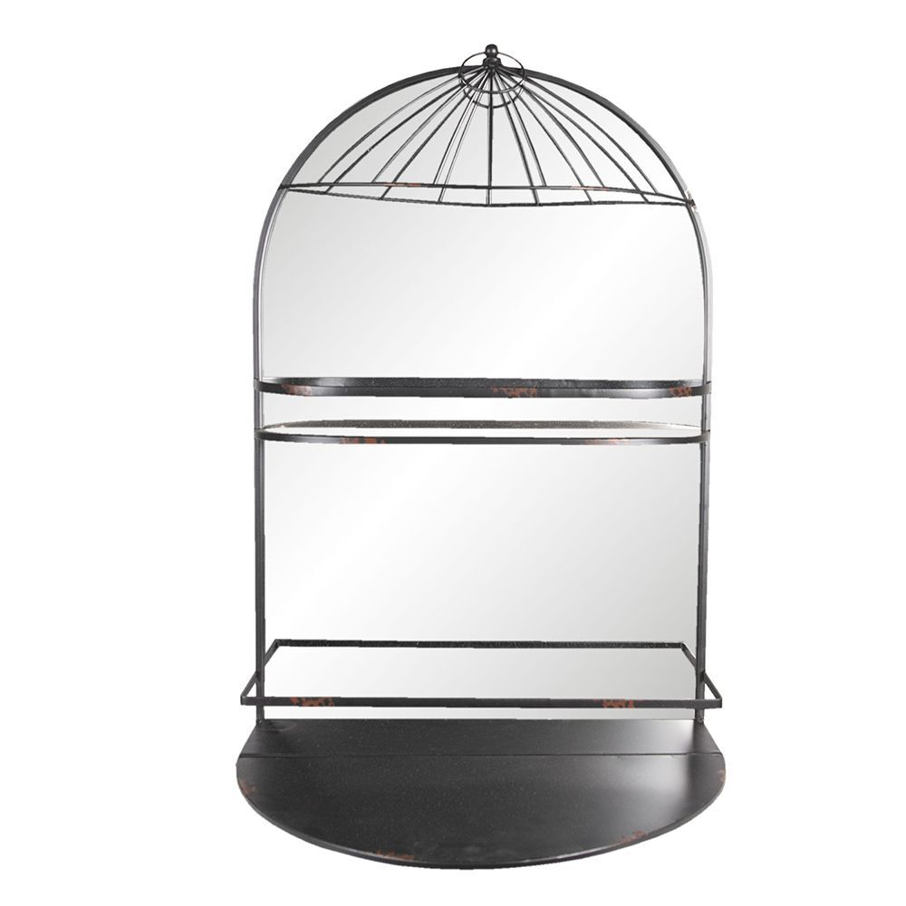 Полка с зеркалом "Птичья клетка" 50x36x83см Металл,зеркало