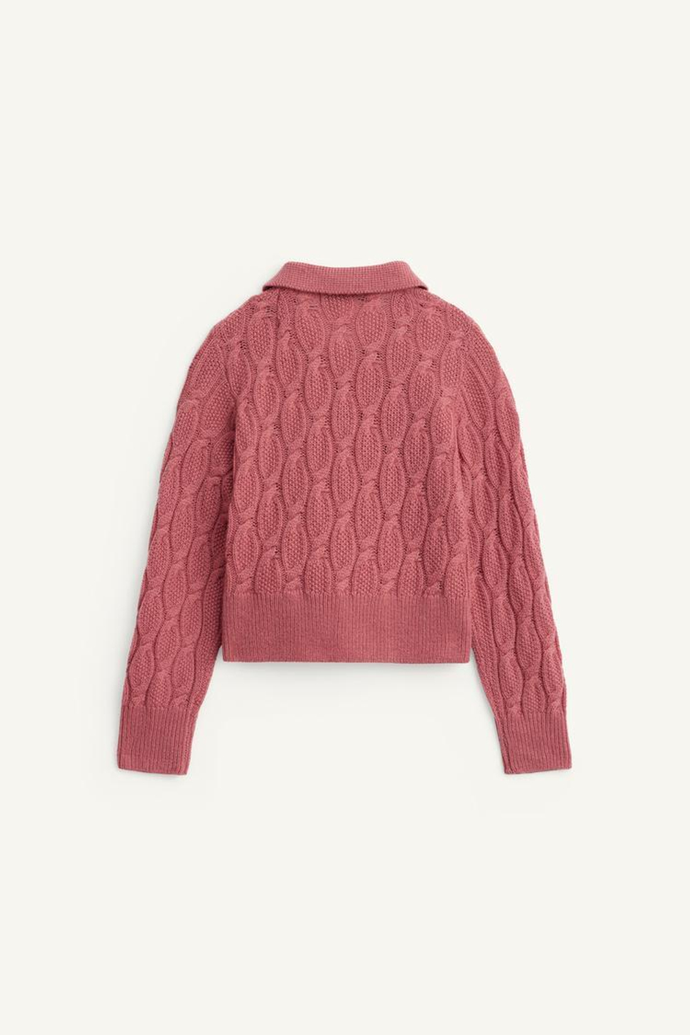 ZARA СВИТЕР С ВОРОТНИКОМ-ПОЛО, РОЗОВЫЙ