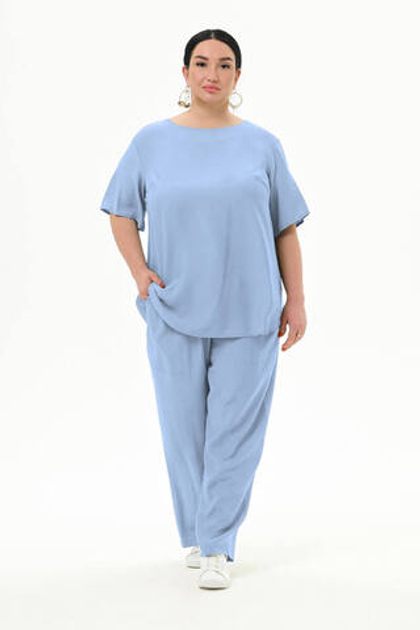 Брюки прямые из вискозы, небесные