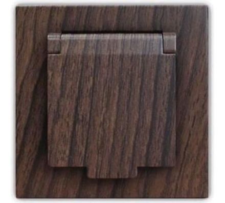 Розетка одноместная с крышкой "UNIVersal" серия "Афина" с/з, с/у, 16А, 220В, венге (еврослот) (HU231