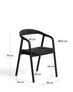 Уличный стул Derile из массива дуба и веревки в черной отделке