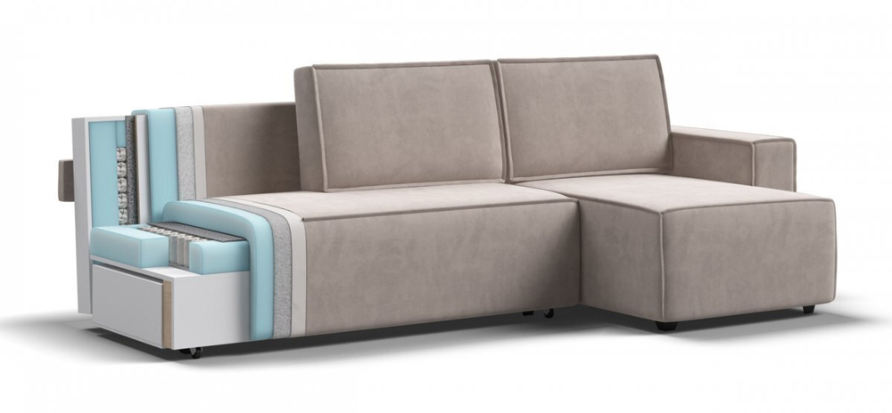 Угловой диван Норд Велюр Монолит латте