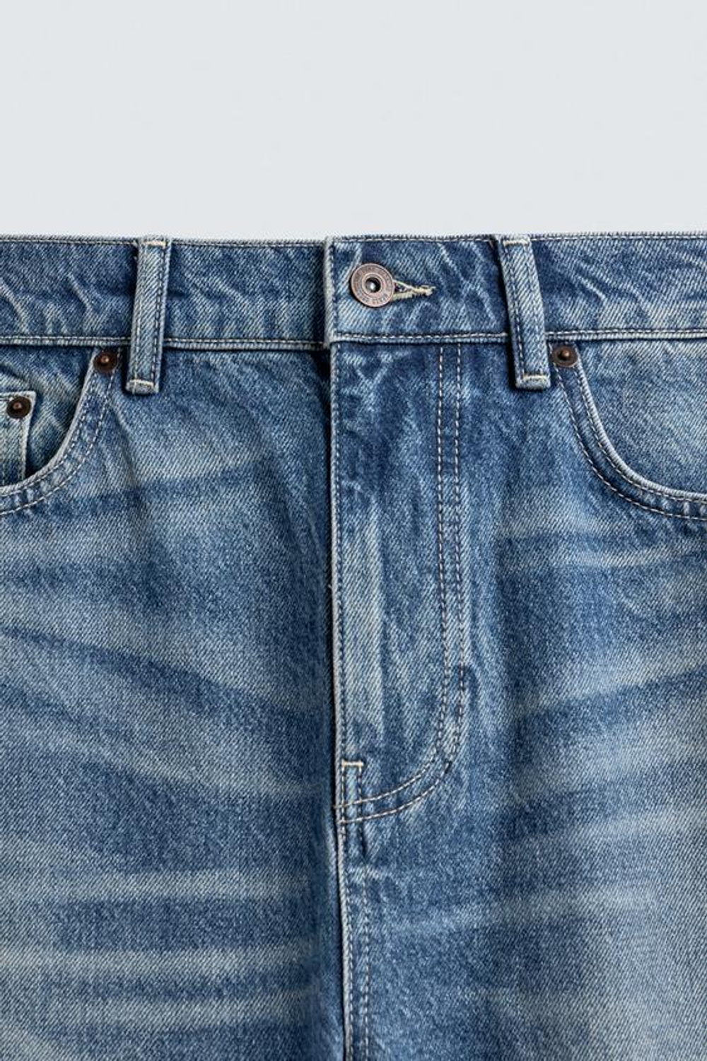 ZARA ДЖИНСЫ STRAIGHT ДЛИНОЙ ДО ЩИКОЛОТКИ, ВЫЦВЕТШИЙ СИНИЙ