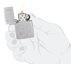 Зажигалка Zippo Logo and Flame с покрытием Satin Chrome, латунь/сталь, серебристая, матовая, 38x13x5