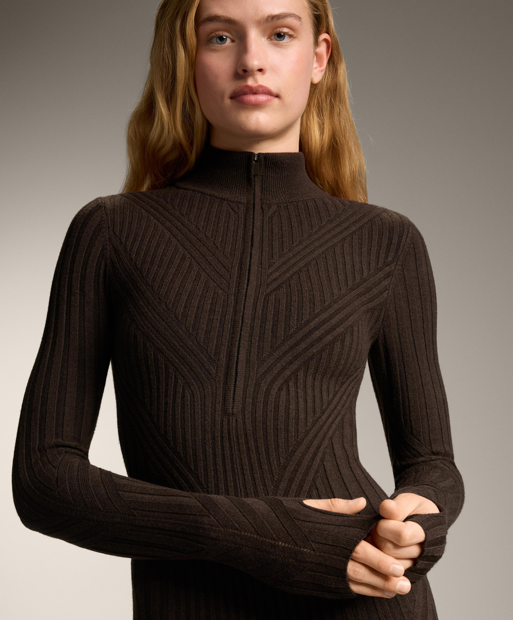 Oysho Термокомбинезон Base Layer в рубчик, темно-коричневый