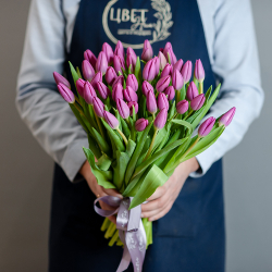Тюльпаны розовые под ленту
