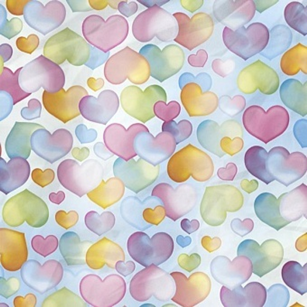 Упаковочная бумага (0,7*1 м) Нежность, Акварельные сердца
