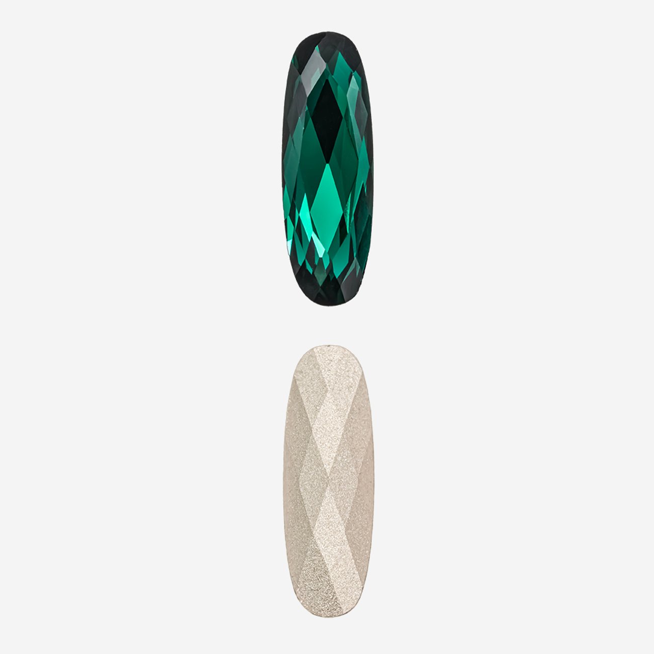 Кристалл Длинный Овал (Long Classical Oval), оттенок "Изумруд"/"Emerald", 21*7мм