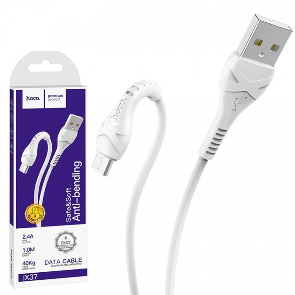 Кабель USB - MicroUSB Hoco X37 (2.4A) Белый