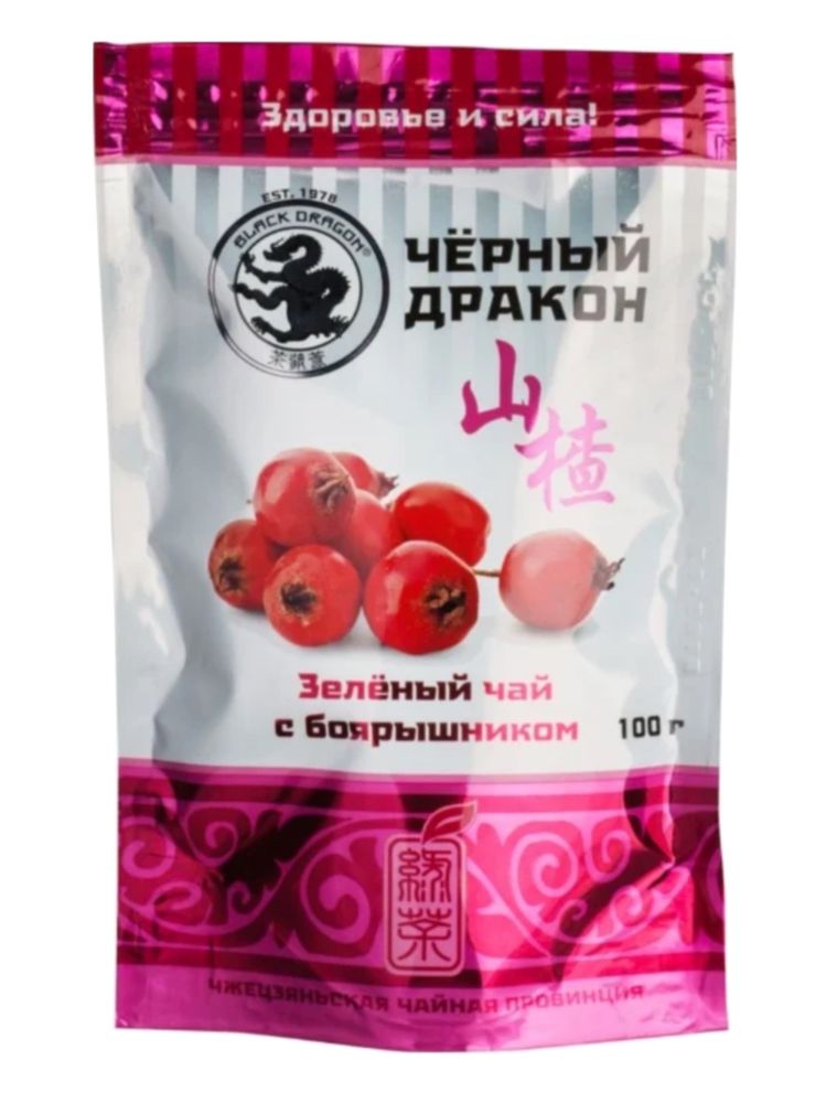 Чай зеленый Black dragon с боярышником 100 г, 3 шт
