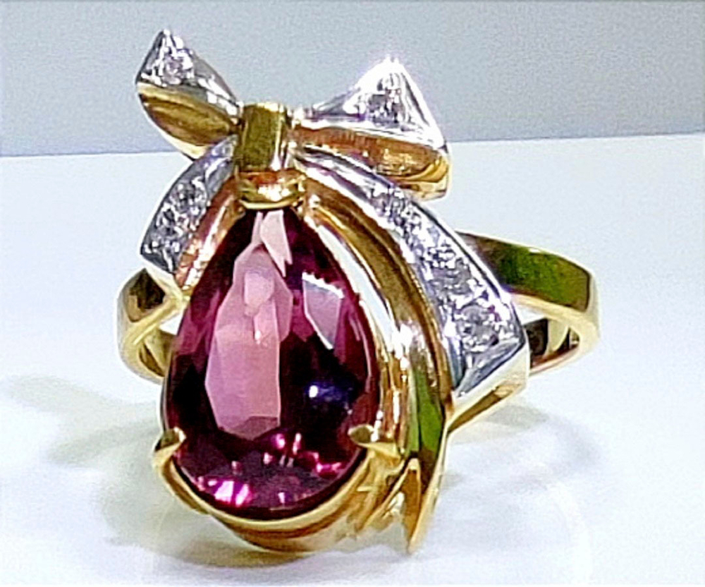 Кольцо Эстерелла золото 750, турмалин, бриллиант