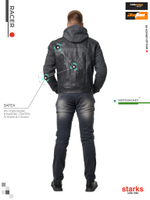 Мотокуртка комбинированная RACER, муж., Regular fit, Cordura Denin/флис,Чёрный, Unwashed (XL) Starks