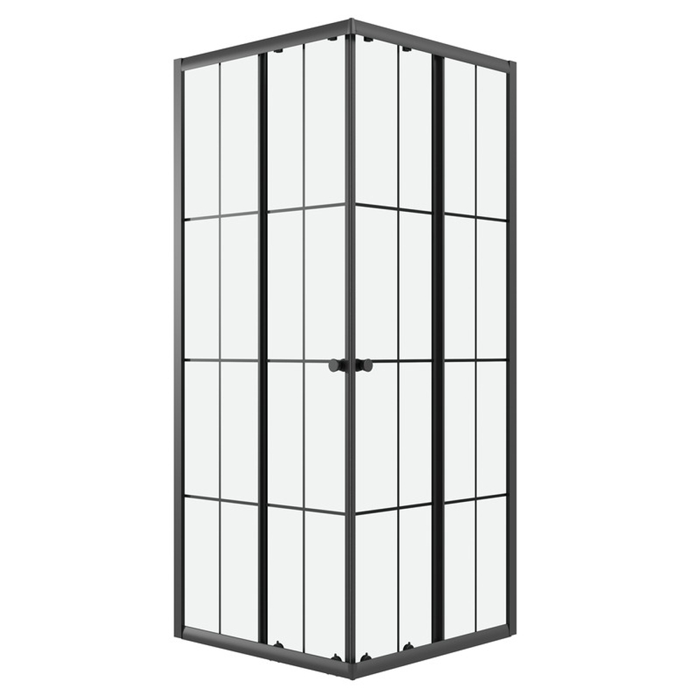 Душевое ограждение Niagara Eco NG-1008-14QKL (80х80х190) квадрат,раздвижное,черный,стекло клетка,1 место