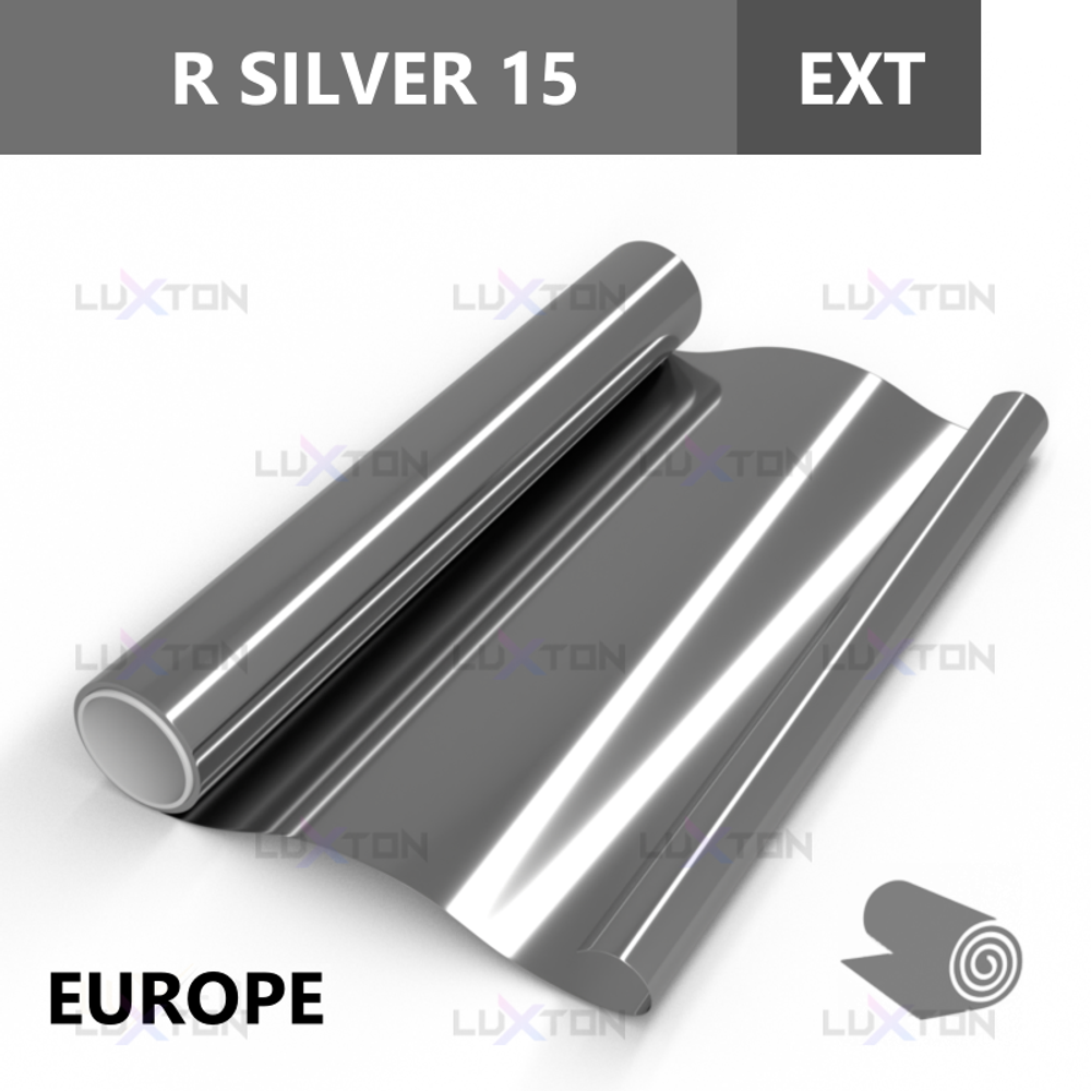 Пленка солнцезащитная зеркальная R SILVER 15 (Exterior EUROPE) LUXTON, рулон (размер 1,524x30м.)