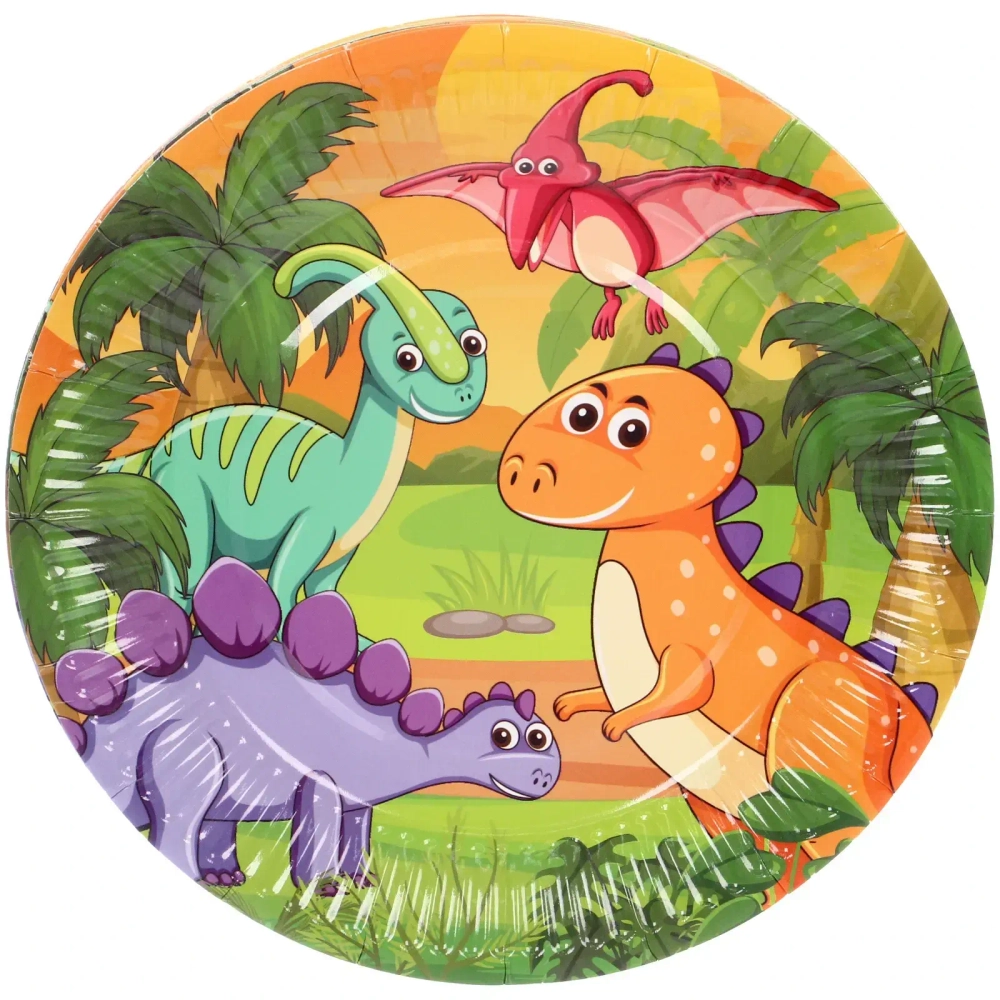 Тарелка бумажная 18 см в наборе 10 шт «Славные динозаврики»