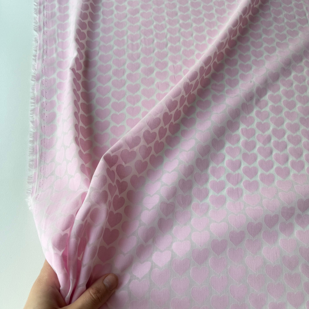 Батист розовые Сердечки