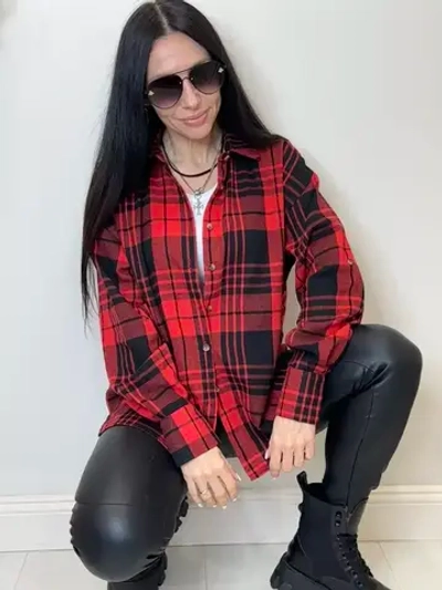 Рубашка в клетку оверсайз длинный рукав