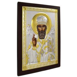 Николай Чудотворец. Икона в серебре.