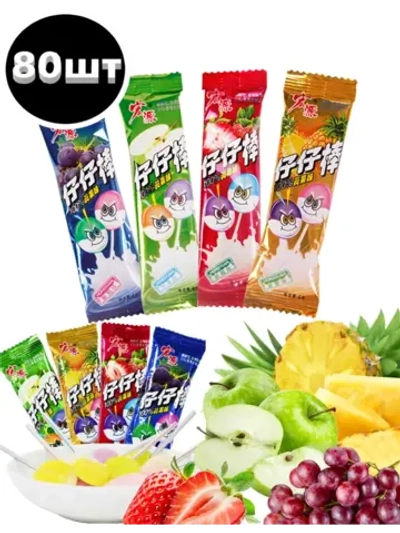 Фруктовое ассорти леденцов на палочке, 80 штук
