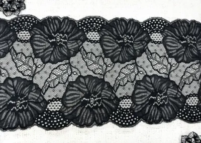 Кружево стрейч, ш. 18 см, чёрный