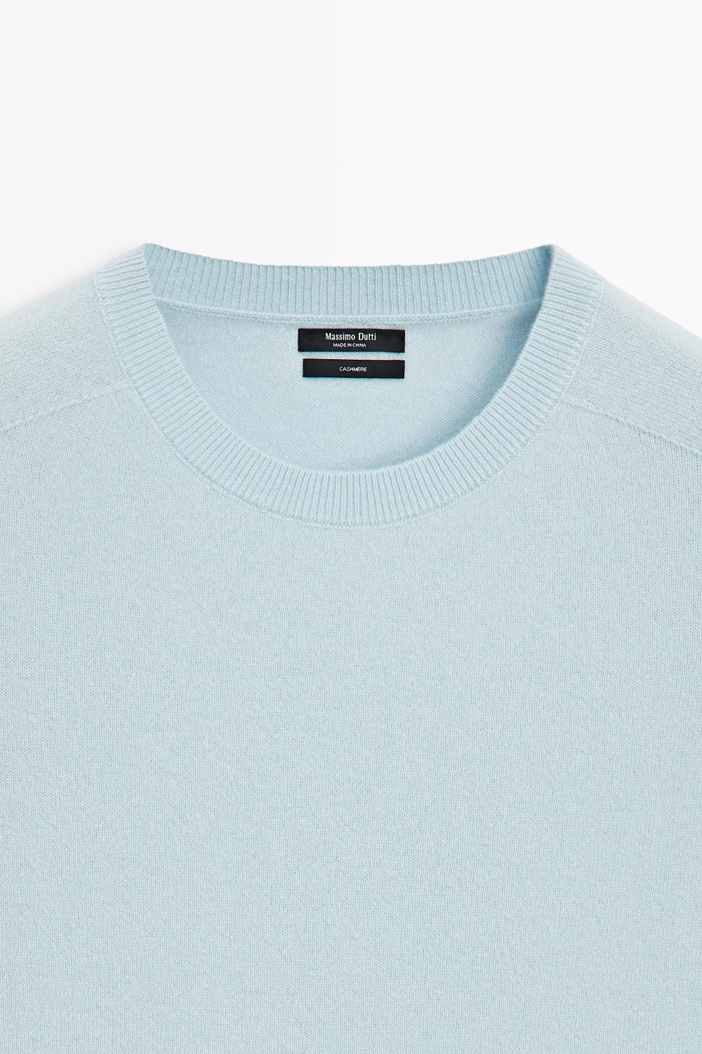 Massimo Dutti Свитер из 100% кашемира с короткими рукавами, небесно-голубой