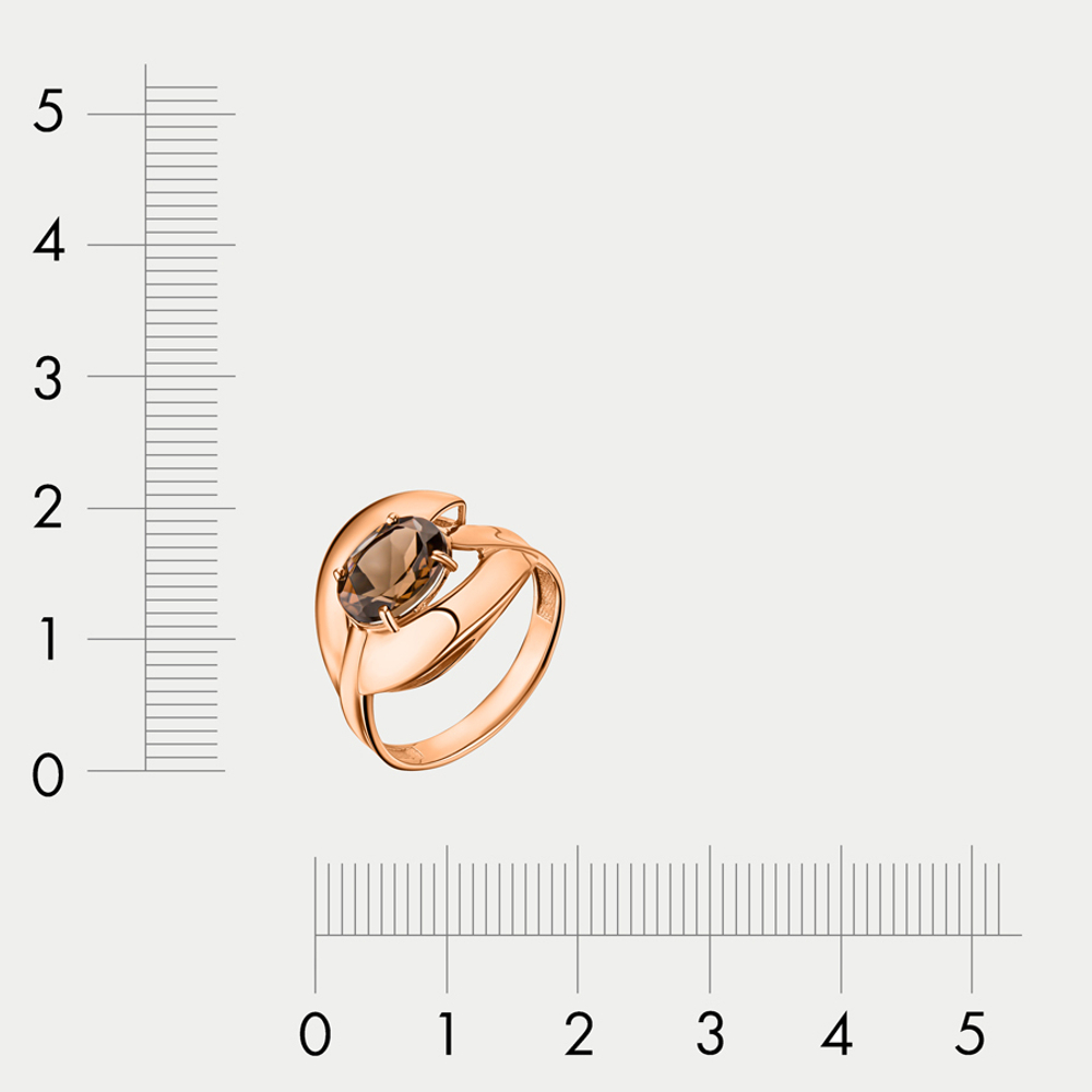 Женское кольцо из розового золота 585 пробы с раухтопазом (арт. 100-1247_rt-001)