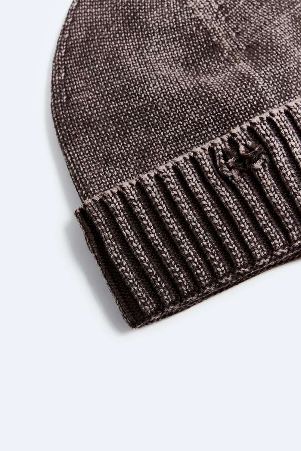 ZARA ТРИКОТАЖНАЯ ШАПКА В РУБЧИК, КОРИЧНЕВЫЙ