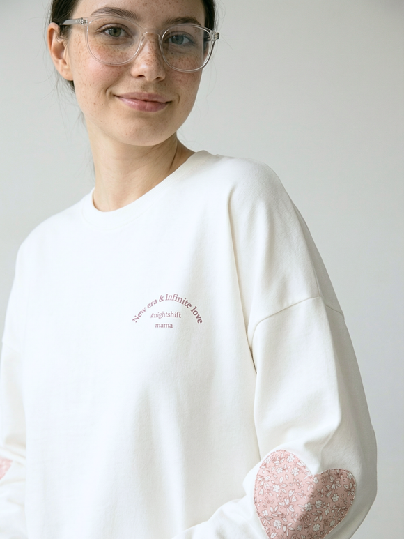 Лонгслив оверсайз женский молочный Розовое Поле