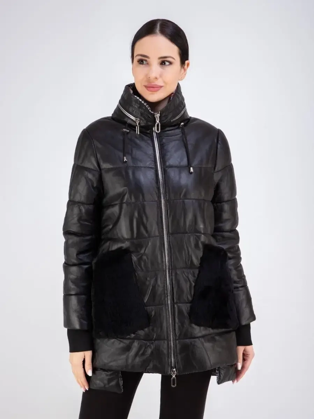 Пальто кожаное из натуральной кожи