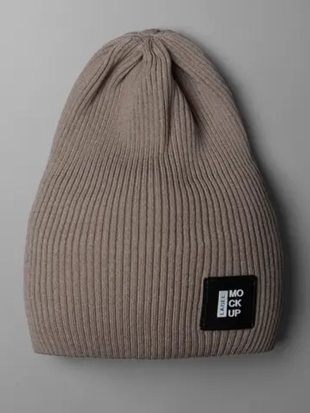 Бежевая шапка детская бини на осень