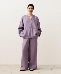 Oysho Рубашка из 100% льна, лиловый