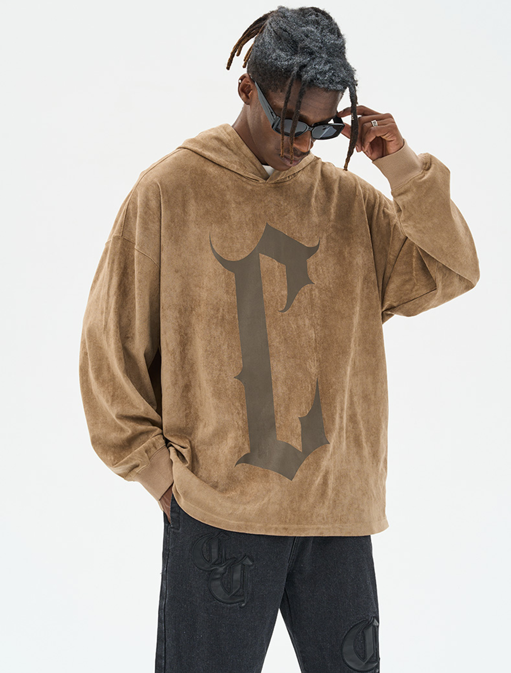Худи HARSHandCRUEL "C Logo" Oversized Suede Hoodie