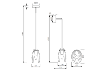 Светильник подвесной настенный 1*Е14 2183/02/01PW чёрный Aura Stilfort