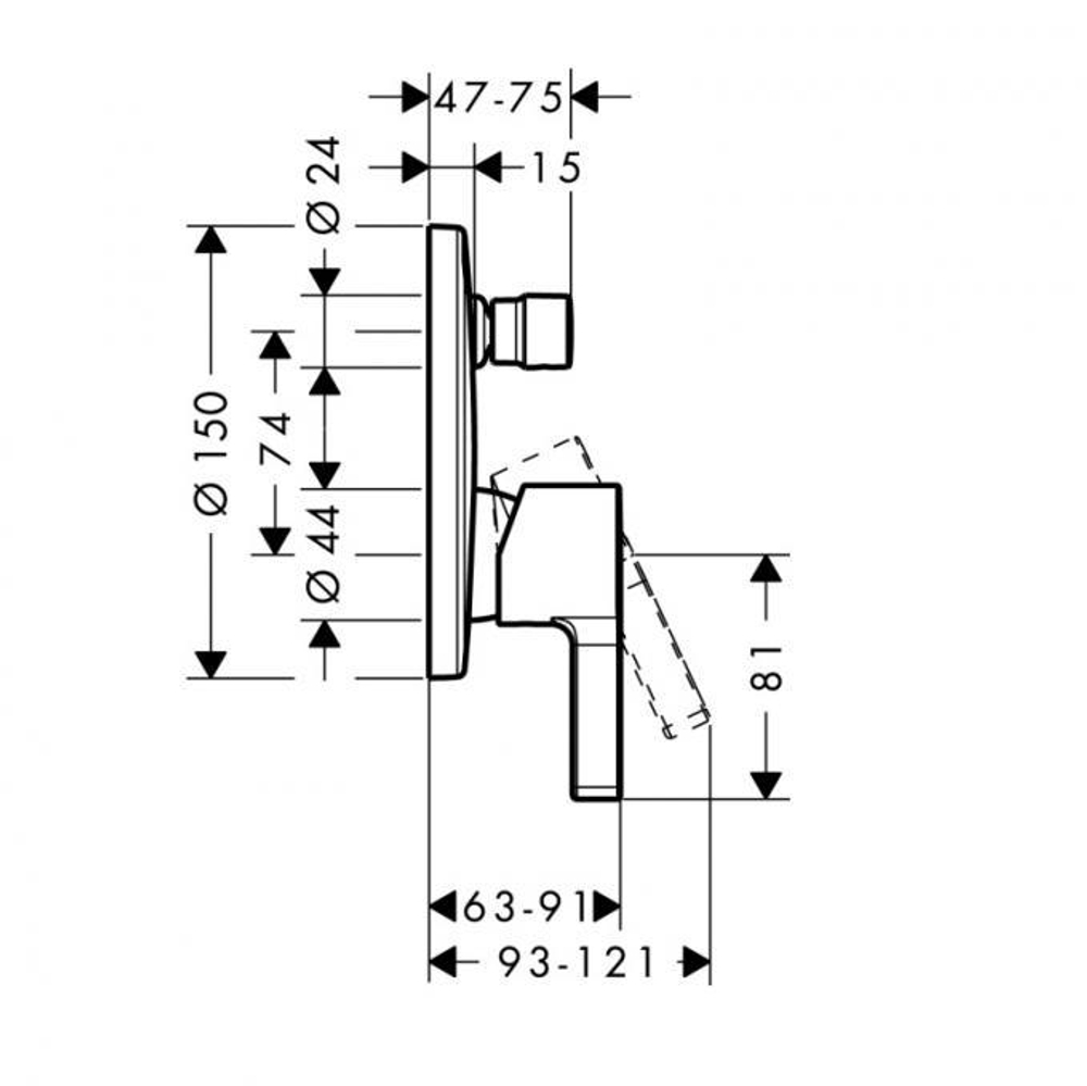 Смеситель для ванны Hansgrohe Metris S 31465000