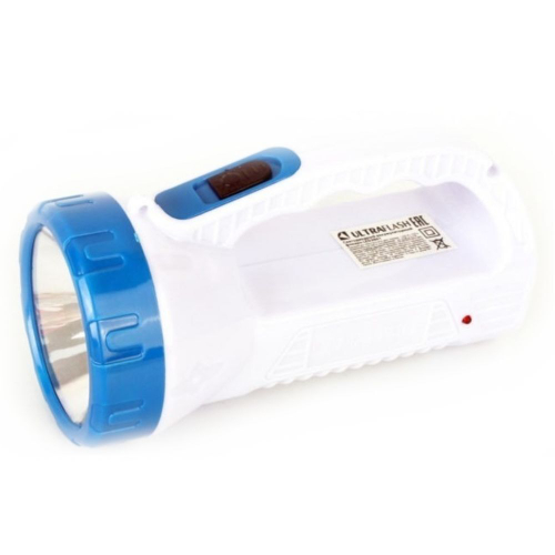 Фонарь ручной, встр акк, Ultraflash, 3 861, зар от сет220В, пластик, бел, 14256