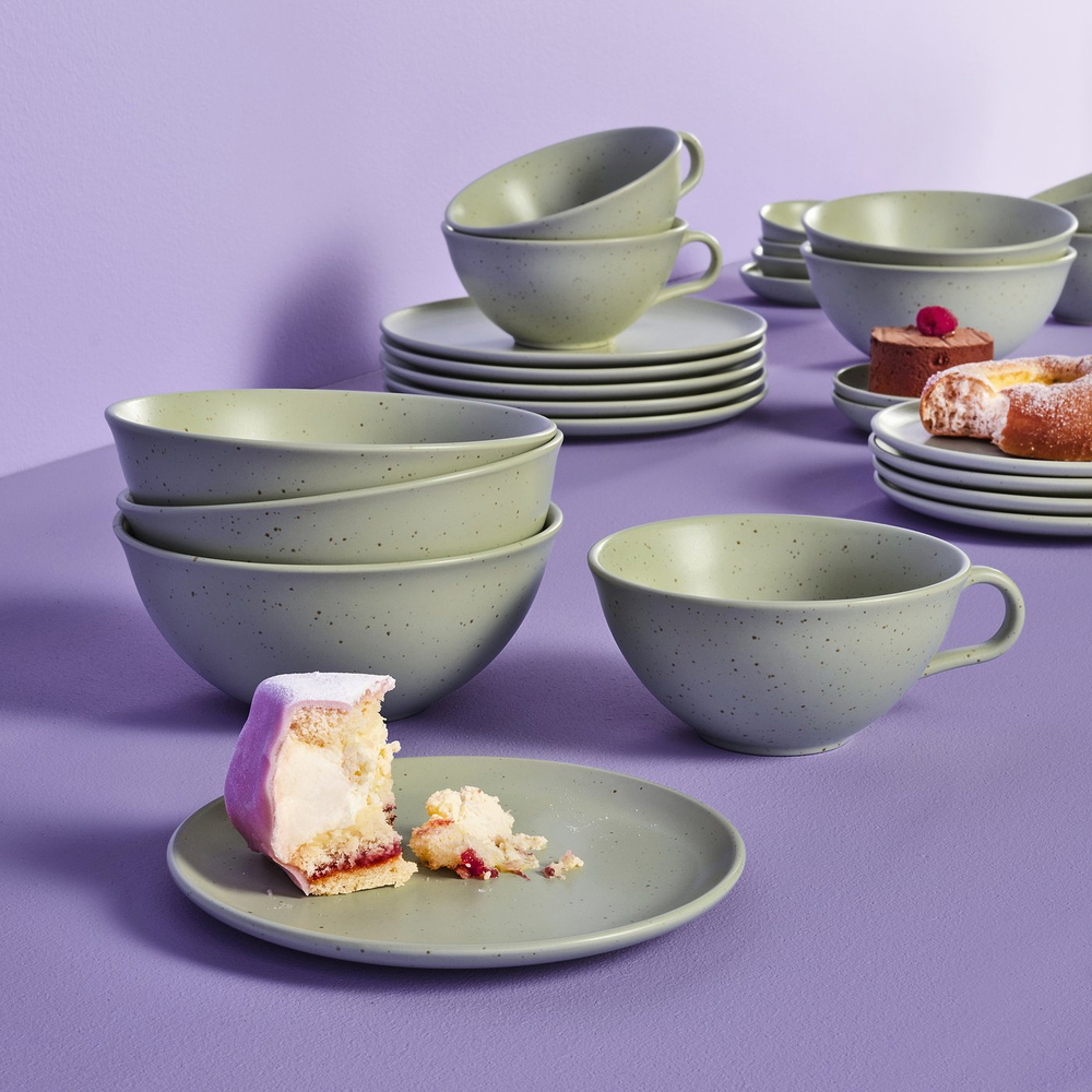 IKEA MOSSMAL (МОССМАЛ) - тарелка, узор в точки/светло-зеленый, 17 см (905.827.77)