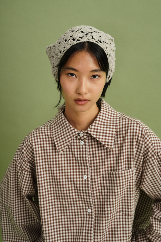 Косынка кроше из органического хлопка фисташкового цвета