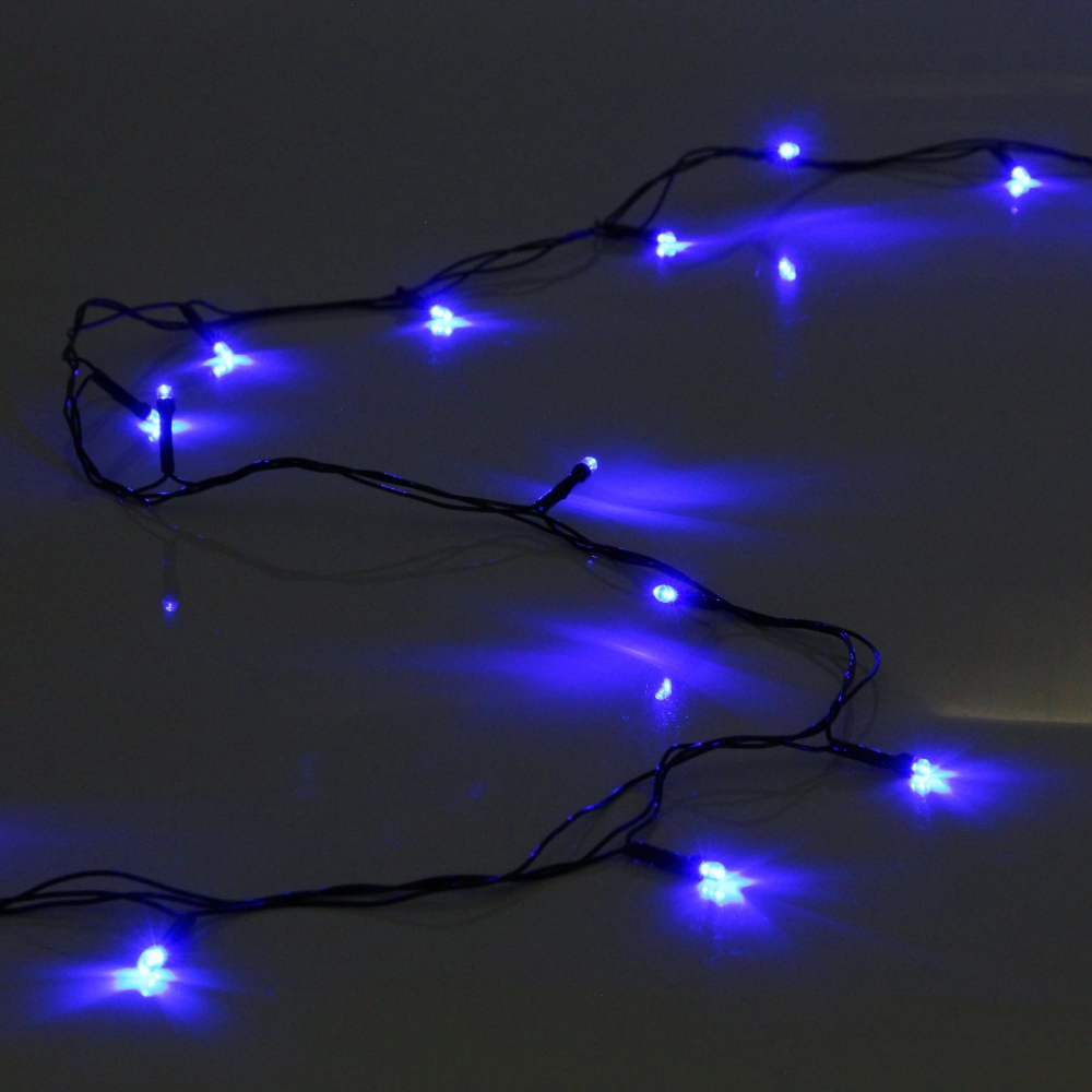 Гирлянда для дома 1,5м 12 ламп LED зелёный пров.,8 реж, IP-20, Синий