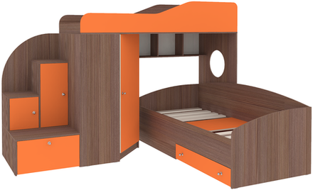 Кровать-чердак КарИВи Кадет 2 Бодего Темный Оранжевый