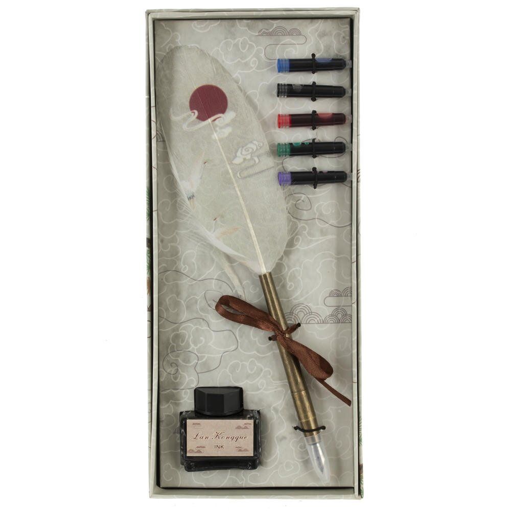 GAEM Набор подарочный: ручка перьевая, чернила (5 цветов), чернильница, L11 W4 H26 см